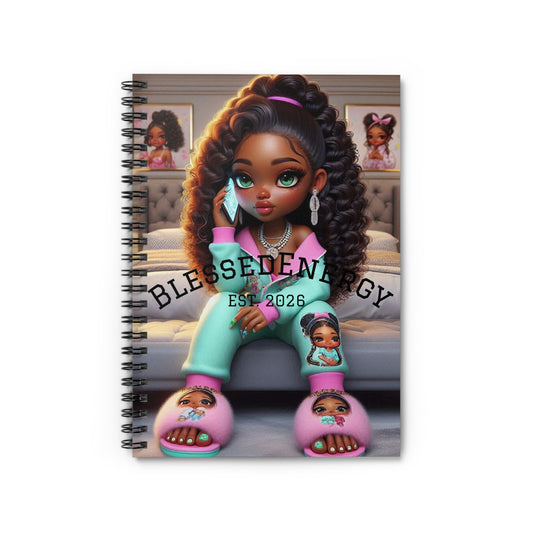 'Blessed Energy' Cute Afrocentric Girl Ruled Journal